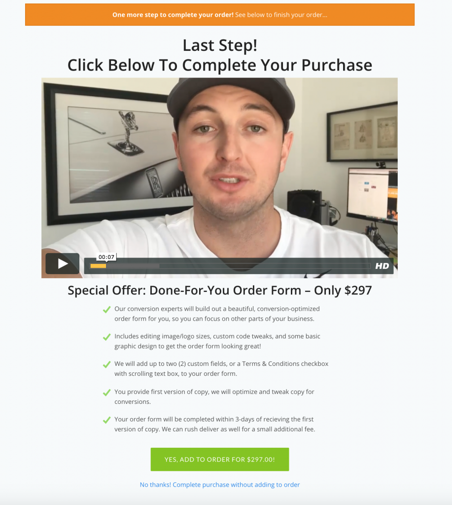 Infusionsoft One Click-Upsell Example